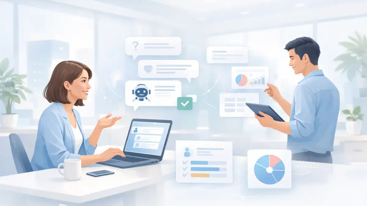 Abstract visualization of AI conversation replacing traditional form fields