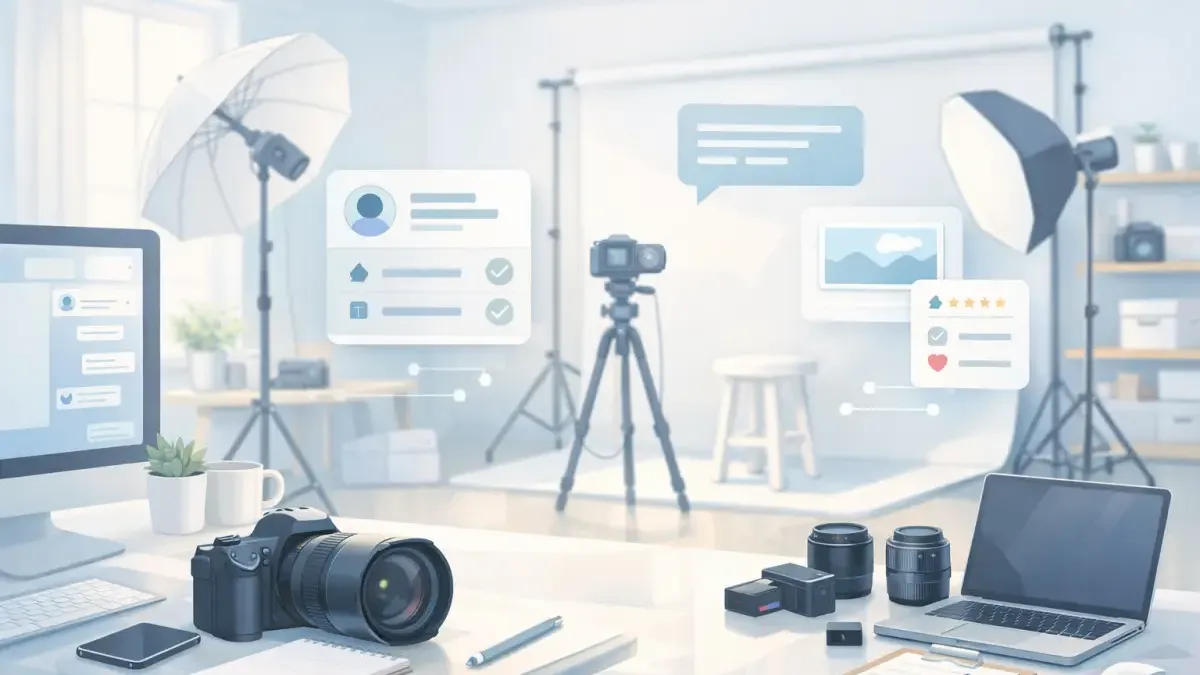 AI conversation collecting pre-session questionnaire data from a photography client through natural dialogue instead of a static form