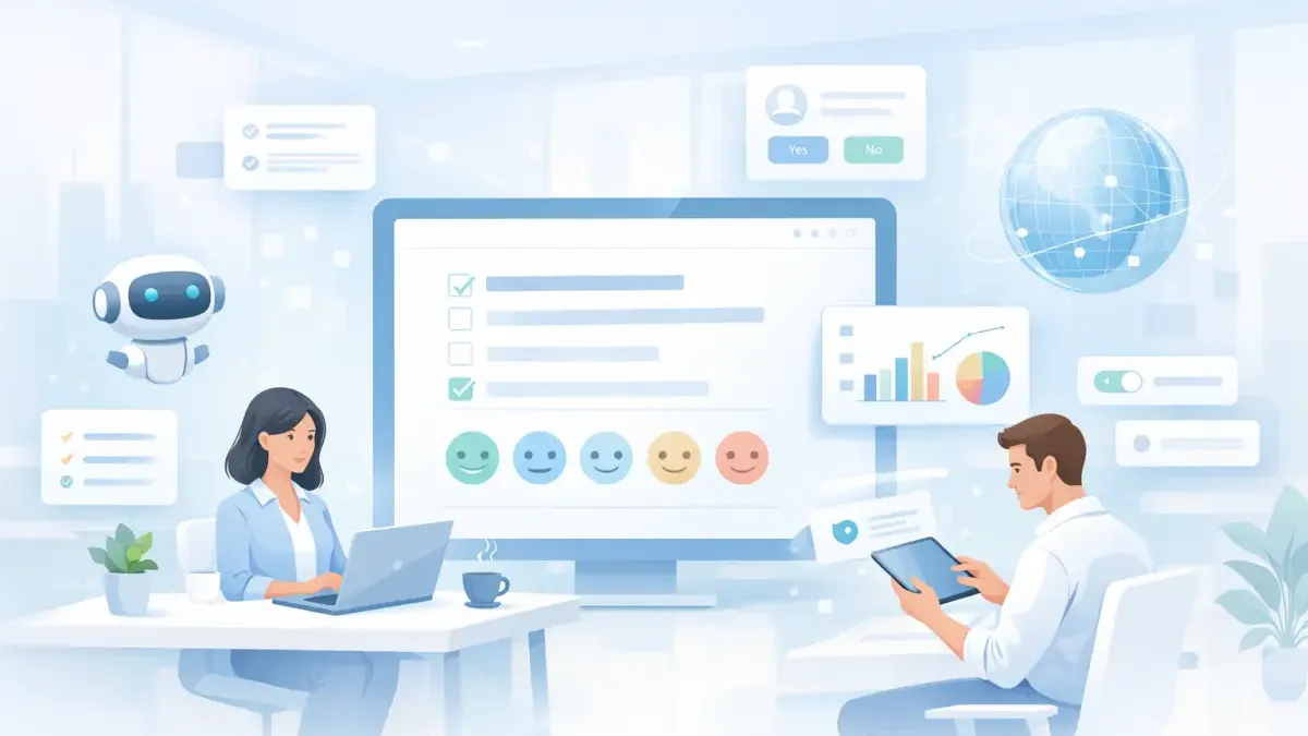 Side-by-side comparison of 7 AI survey tools in 2026 — showing SurveyMonkey, Typeform, and Qualtrics AI-enhanced tools alongside AI-native alternatives Gnosari and TheySaid with completion rate data