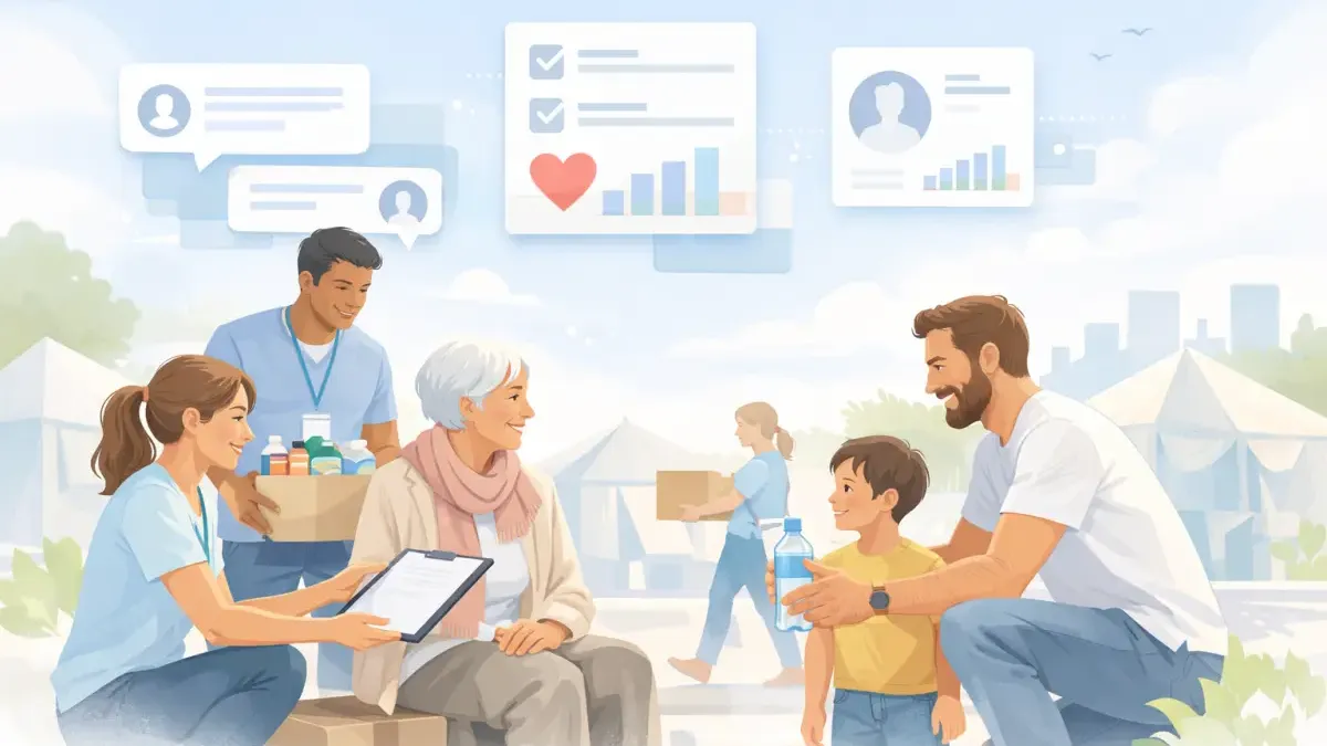 AI conversation collecting beneficiary needs assessment data for a nonprofit organization