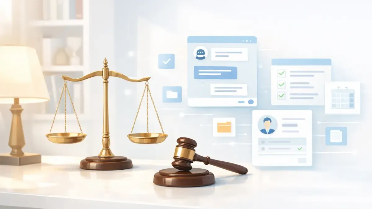 AI conversation automating client intake for a law firm, collecting case details through natural dialogue