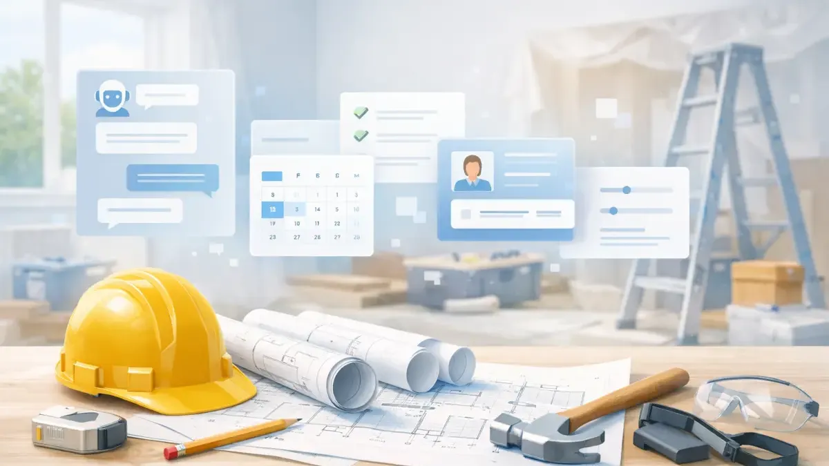 AI conversation automating contractor job intake, collecting project scope and timeline through natural dialogue
