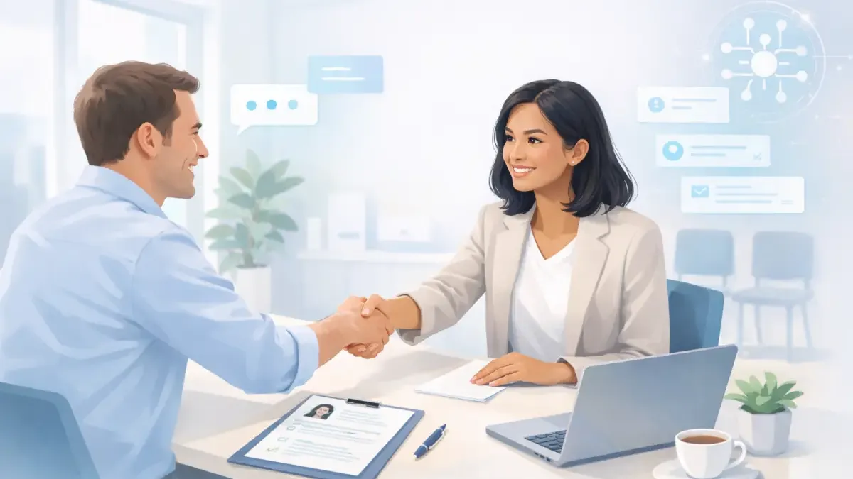 AI conversation automating job applicant intake for HR teams, collecting role-specific qualification data through natural dialogue