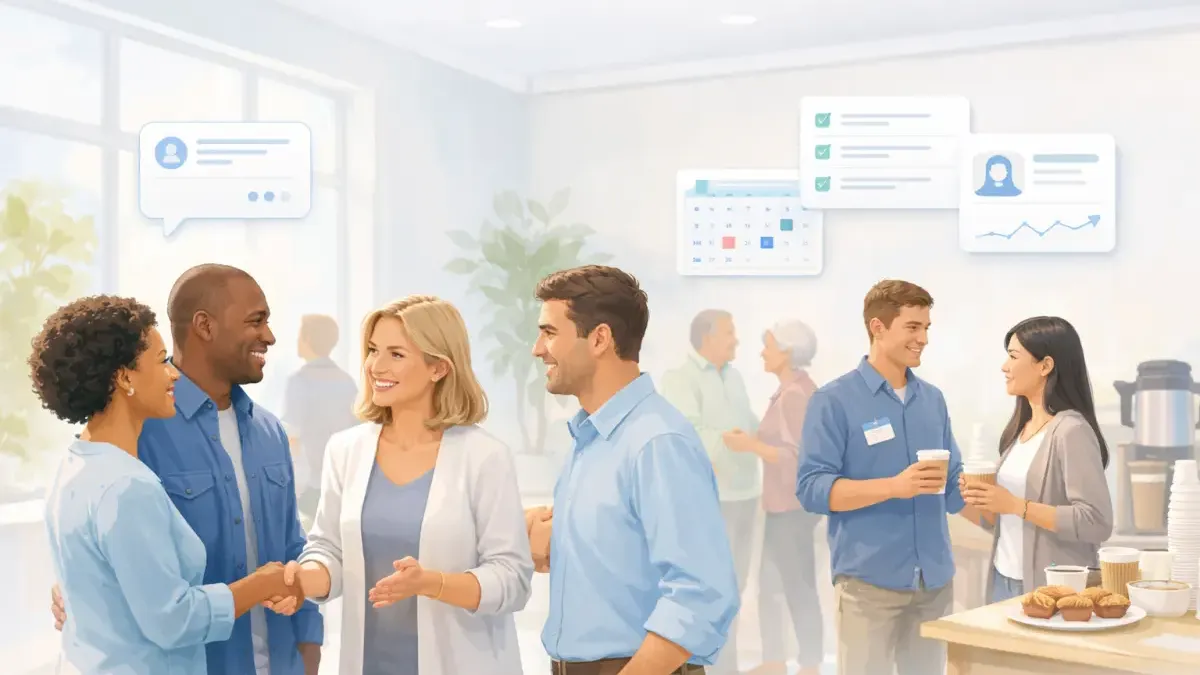 AI conversation guiding a new church member through an assimilation touchpoint with personalized follow-up