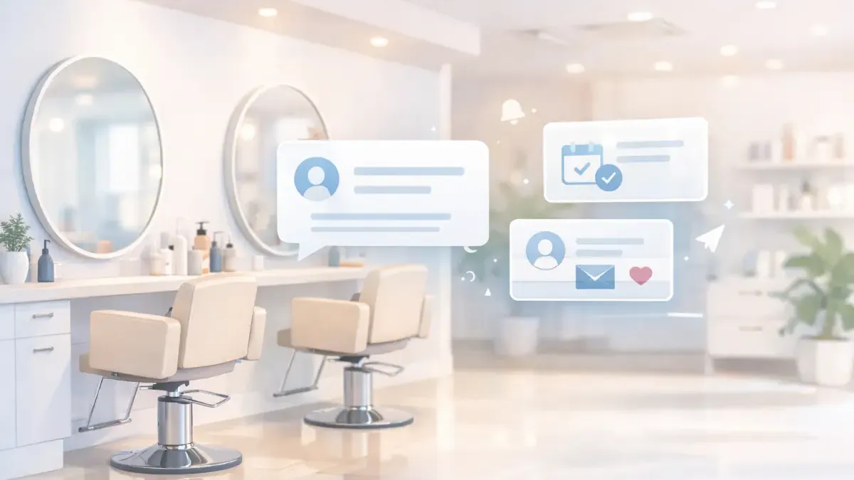 Salon lead capture conversation happening on a phone screen at night while the salon is closed