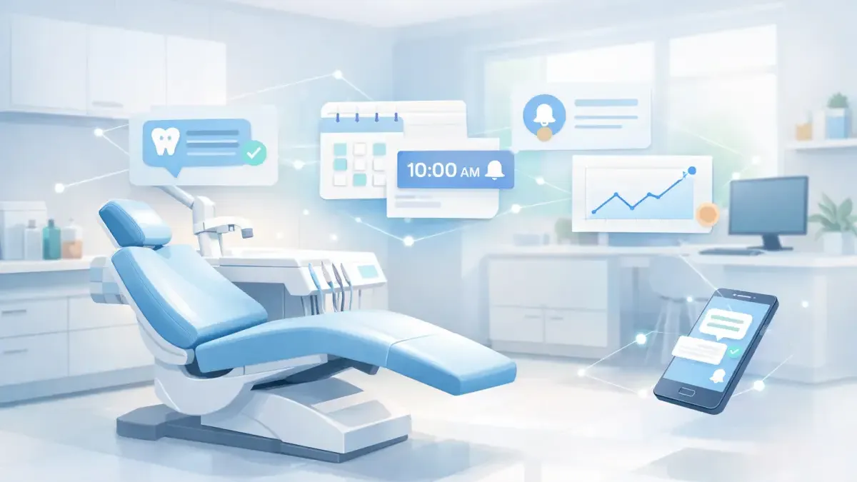 Dental appointment calendar showing automated reminder sequence reducing no-shows
