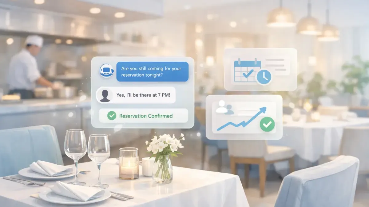 Restaurant dining room with empty reserved tables representing revenue lost to no-shows