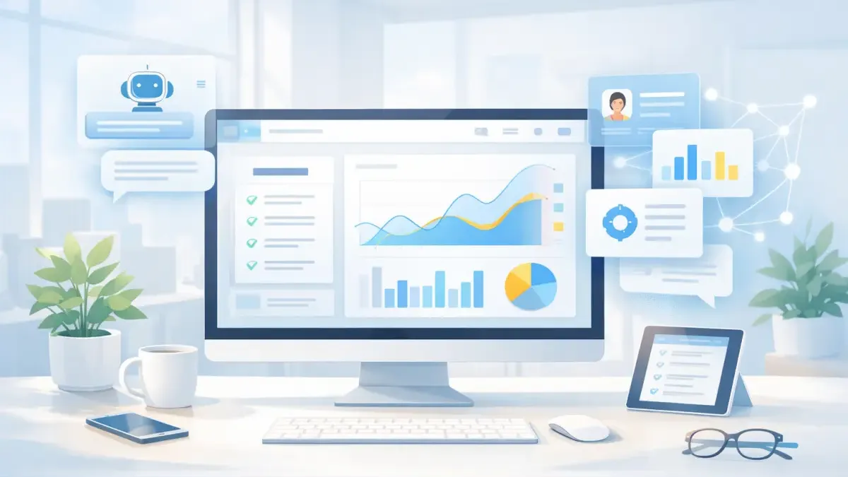 AI conversation guiding a new SaaS user through onboarding steps with progress indicators