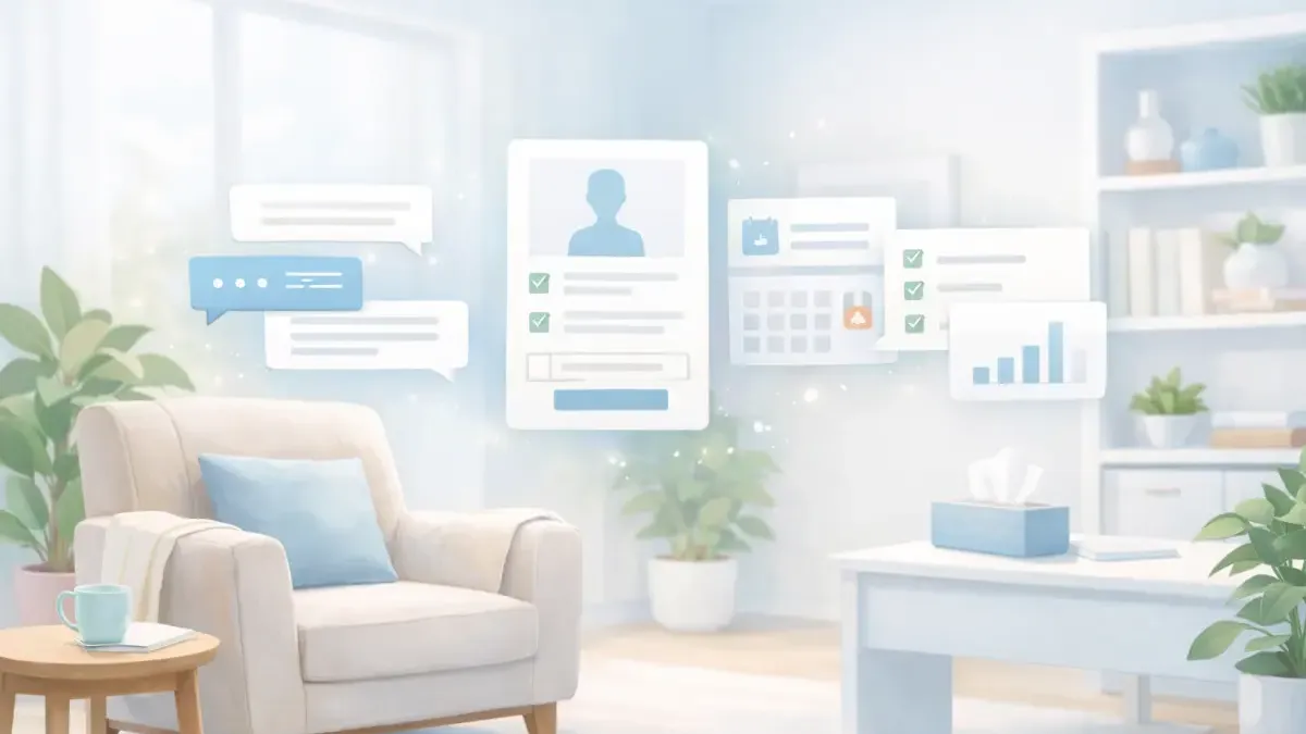 Therapy intake packet replaced by a conversational AI interface on a mobile phone