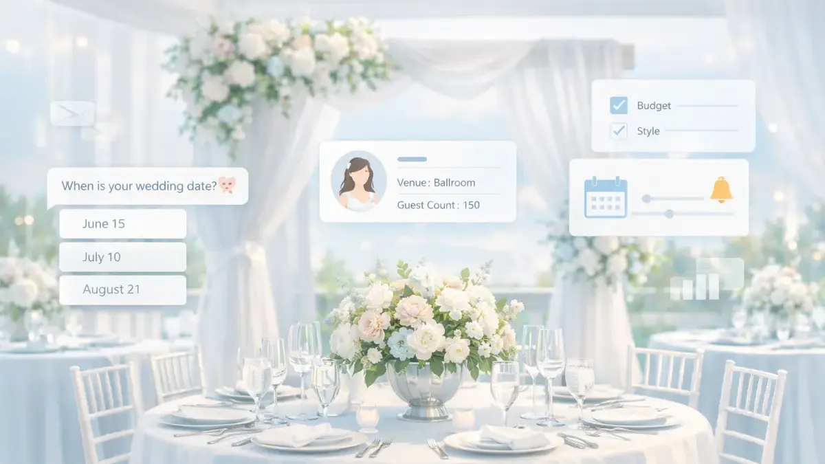Wedding planner receiving structured inquiry data collected by AI conversation