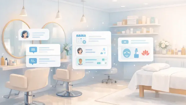 AI conversation collecting beauty salon client intake — allergy history, service preferences, and hair goals — before the appointment