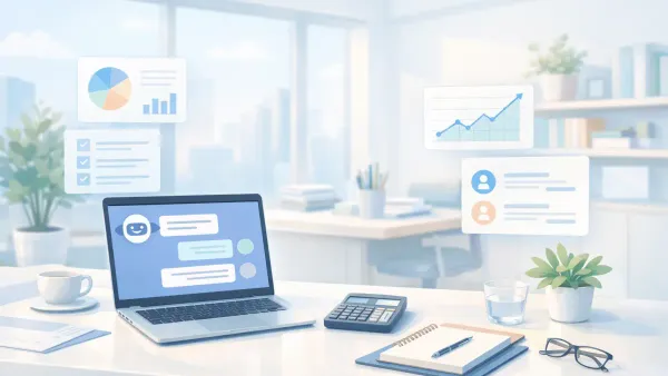 Financial advisor reviewing AI-collected client profile — KYC, suitability, and risk tolerance data gathered conversationally before the first advisory meeting