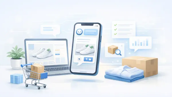 AI conversation intercepting an ecommerce return request and offering a size exchange before a shipping label prints