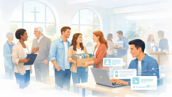 AI conversation matching a congregation member to a volunteer ministry role based on their skills and interests