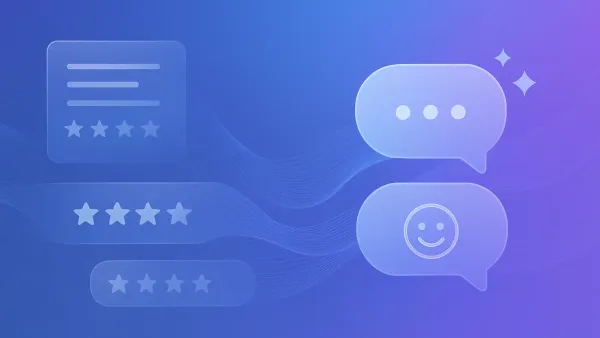 Customer giving structured feedback through an AI conversation on mobile — no survey forms, capturing ratings, pain points, and suggestions automatically