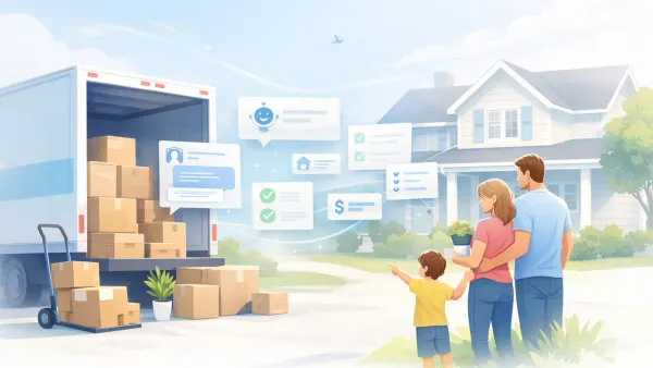 Moving company estimator-ready brief generated by AI — origin, destination, home size, inventory, and special items captured before first call