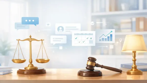 Attorney reviewing an AI-collected pre-consultation brief — case facts, conflict check names, and statute of limitations already screened before the prospect walks in