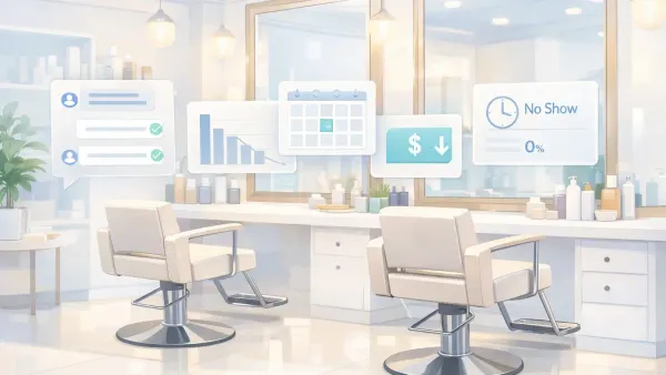 Empty salon chair costing $225/day in lost production from appointment no-shows — AI confirmation conversations reduce salon no-shows by 30-50% without requiring deposits